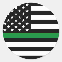 Drapeau américain de la ligne verte mince
