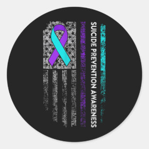 Sticker Rond Drapeau américain de la sensibilisation à la préve