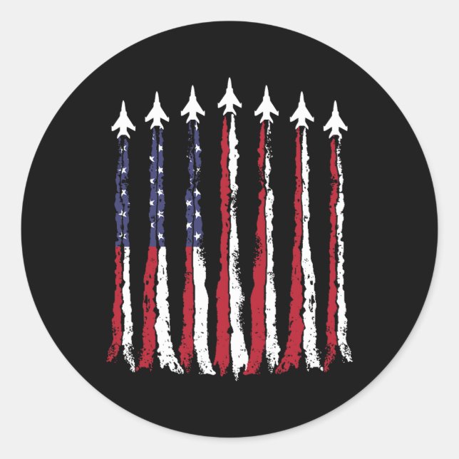 Sticker Rond Drapeau américain de l'armée de l'air 4 juillet pa (Devant)