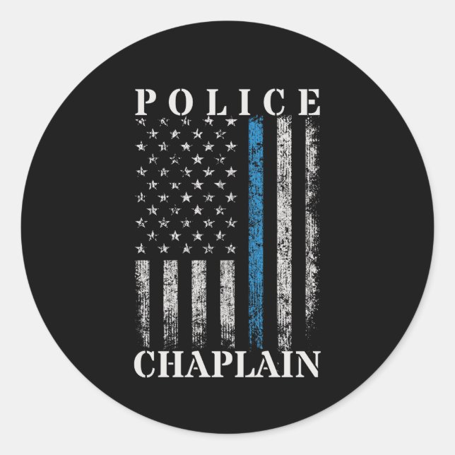 Sticker Rond Drapeau américain de l'aumônier de police (Devant)