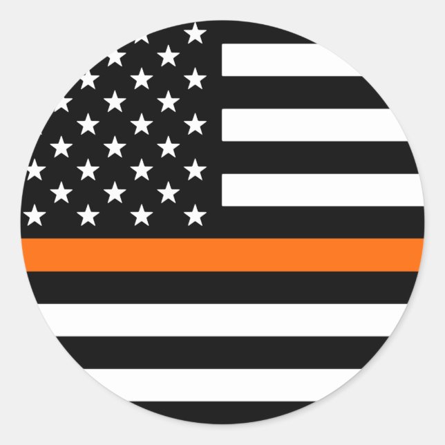 Sticker Rond Drapeau américain de ligne orange mince (Devant)