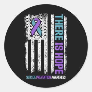 Sticker Rond Drapeau américain de prévention du suicide Espoir