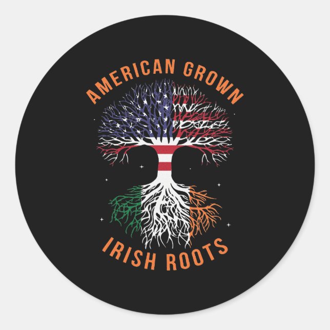 Sticker Rond Drapeau américain de racines irlandaises (Devant)