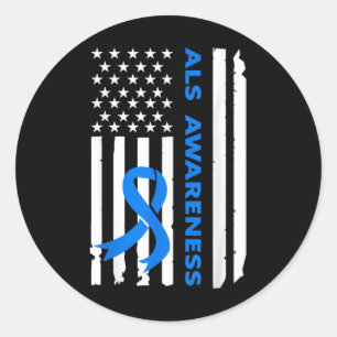 Sticker Rond Drapeau américain de ruban bleu