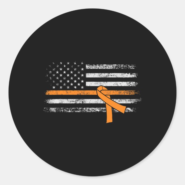 Sticker Rond Drapeau américain de sensibilisation à la leucémie (Devant)