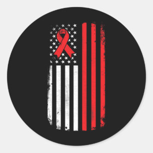 Sticker Rond Drapeau américain de sensibilisation au cancer du