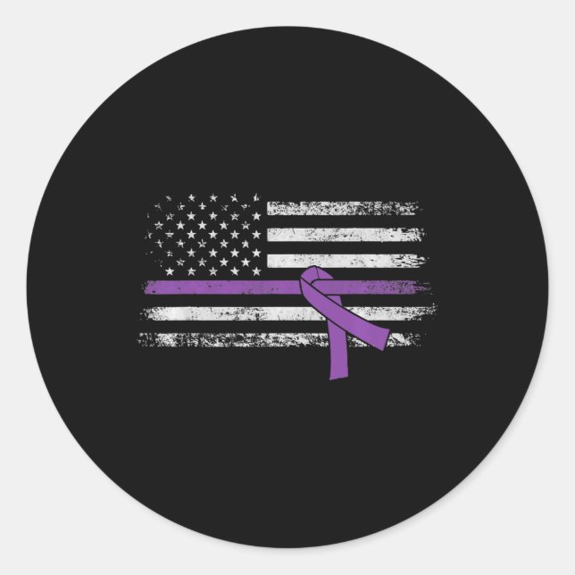 Sticker Rond Drapeau américain de sensibilisation au cancer du  (Devant)
