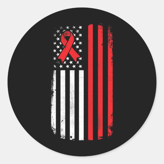 Sticker Rond Drapeau américain de sensibilisation au cancer du  (Devant)