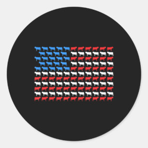 Sticker Rond Drapeau américain de vache 4 juillet Farmer Cattle