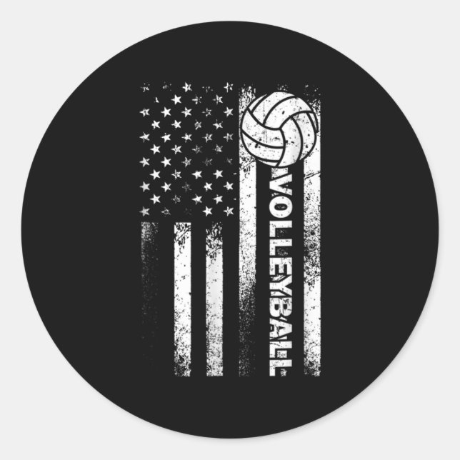 Sticker Rond Drapeau américain de volleyball Fun États-Unis Pat (Devant)