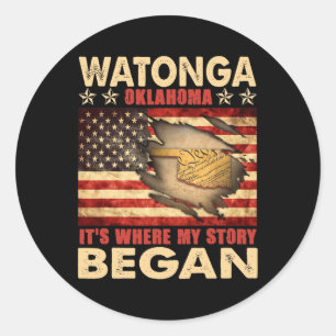 Sticker Rond Drapeau américain de Watonga Oklahoma 4 juillet