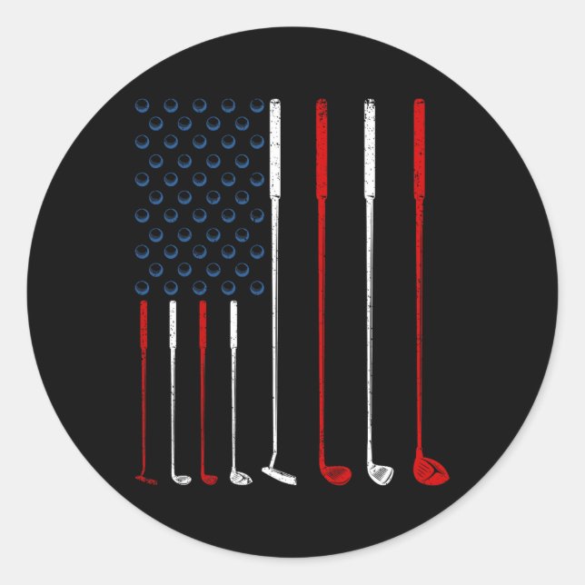 Sticker Rond Drapeau américain des clubs de golf (Devant)