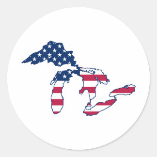 Sticker Rond Drapeau américain des Grands Lacs