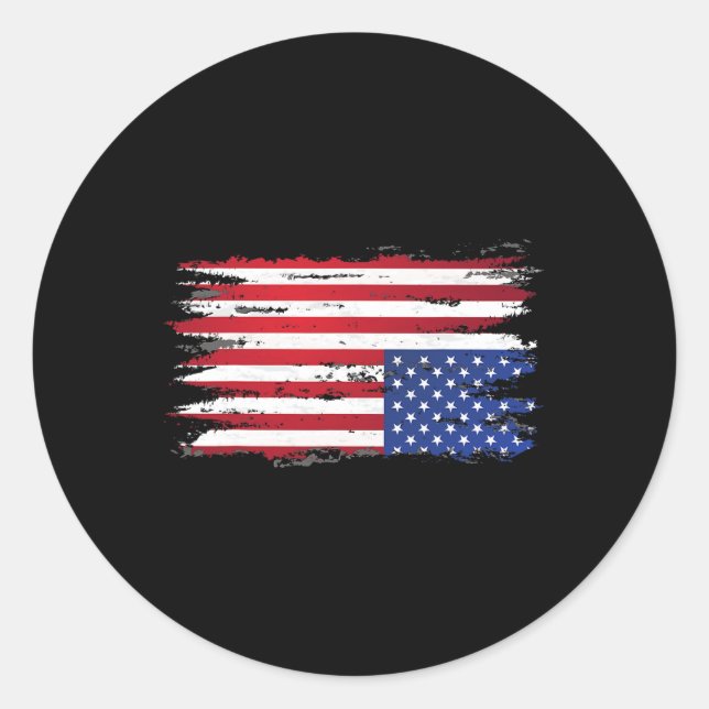 Sticker Rond Drapeau Américain Distress À L'Encontre Du Patriot (Devant)