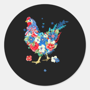 Sticker Rond Drapeau américain Drapeau de poulet 4 juillet Patr