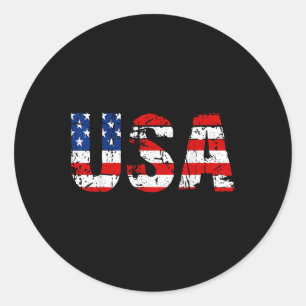 Sticker Rond Drapeau américain Drapeau US National Patriotique 