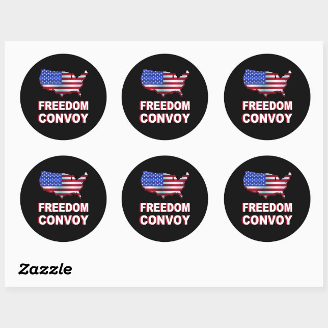 Sticker Rond Drapeau américain du convoi de la liberté (Feuille)