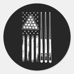Sticker Rond Drapeau américain du joueur de pool
