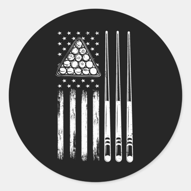 Sticker Rond Drapeau américain du joueur de pool (Devant)