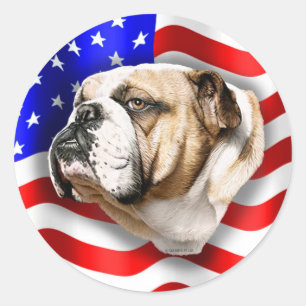 Sticker Rond Drapeau américain du Patriote Bulldog