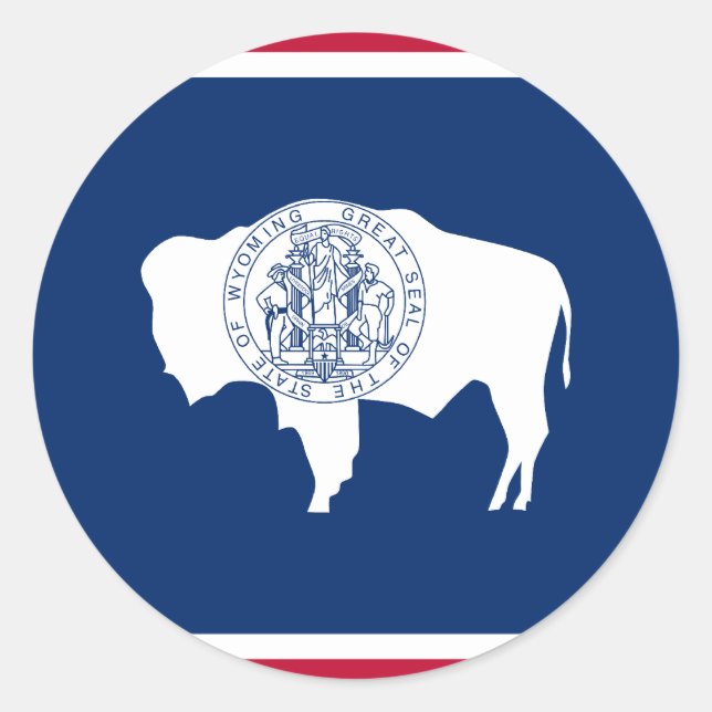 Sticker Rond Drapeau américain du Wyoming (Devant)