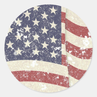 Sticker Rond Drapeau américain en détresse