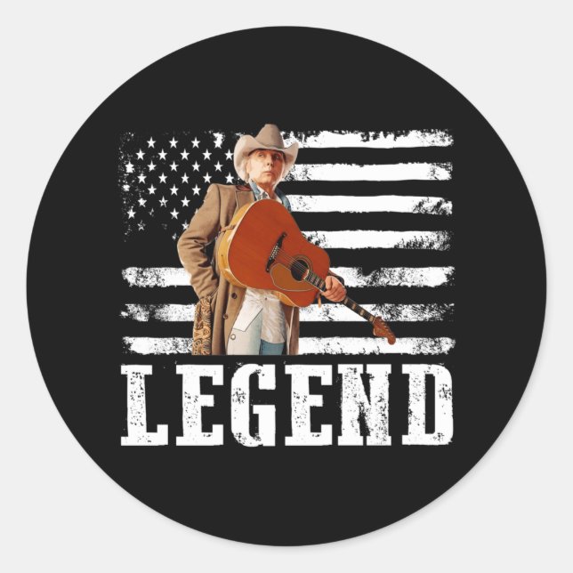 Sticker Rond Drapeau américain en détresse Dwight Yoakam Singer (Devant)