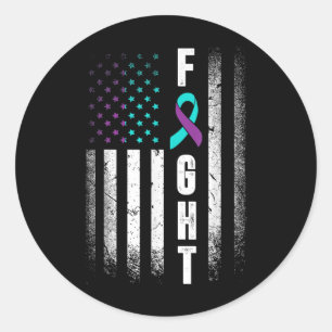 Sticker Rond Drapeau américain en détresse Lutte Prévention du 