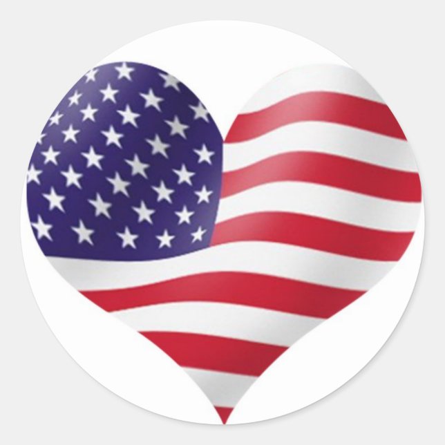 Sticker Rond drapeau américain en forme de coeur (Devant)