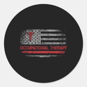 Sticker Rond Drapeau Américain Ergothérapie Étudiant Ot Ck T