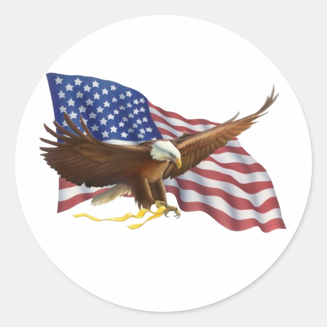 Sticker Rond Drapeau américain et aigle (Devant)