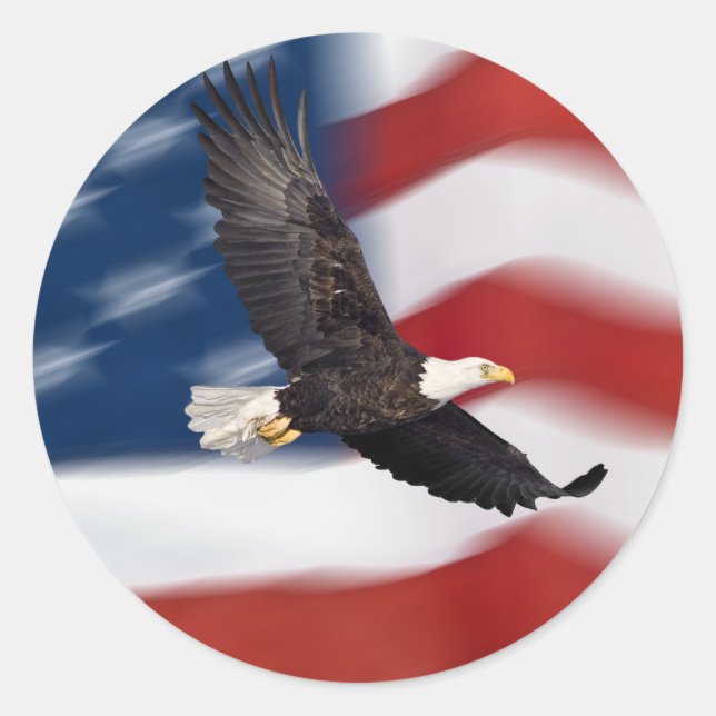 Sticker Rond Drapeau américain et aigle (Devant)