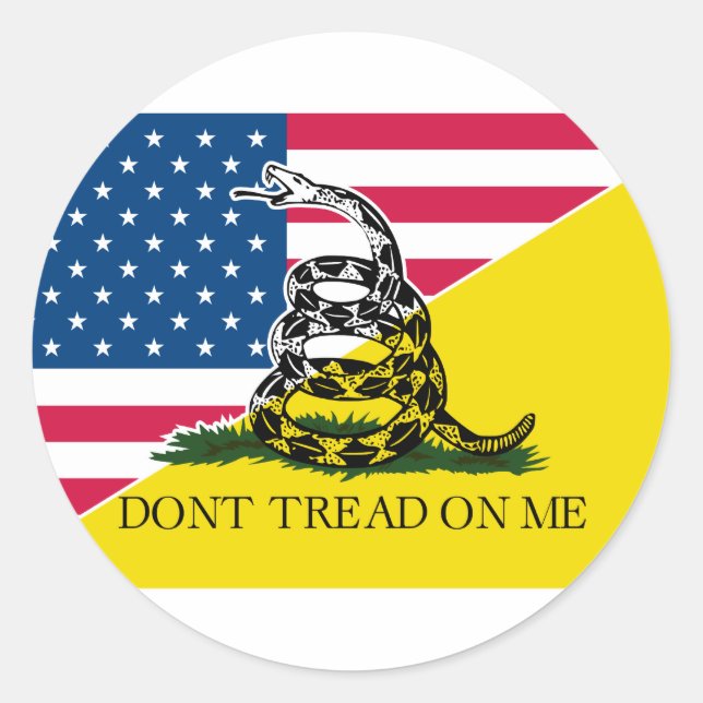 Sticker Rond Drapeau américain et de Gadsden (Devant)