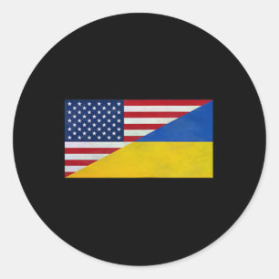 Sticker Rond Drapeau américain et drapeau ukrainien - Partenari