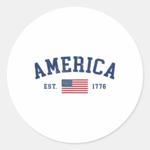 Sticker Rond Drapeau américain Etats-Unis d'Amérique Usa 4ème 