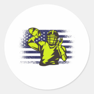 Sticker Rond Drapeau américain Fan Jersey Shirt USA
