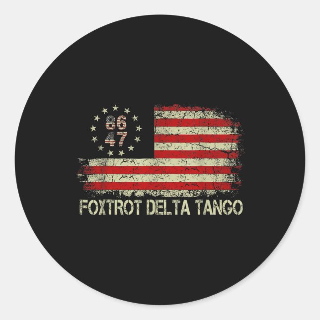 Sticker Rond Drapeau américain Foxtrots Deltas Tangos 86 47 (Devant)
