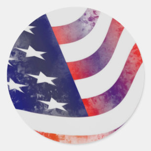 Sticker Rond Drapeau américain Grunge
