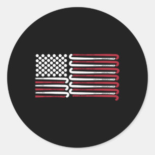 Sticker Rond Drapeau Américain Hockey De Champ Avec Ballons Et 