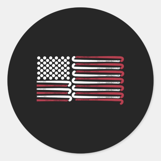 Sticker Rond Drapeau Américain Hockey De Champ Avec Ballons Et  (Devant)