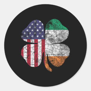 Sticker Rond Drapeau Américain Irlandais Drapeau Irlande Fête S