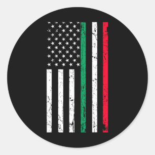 Sticker Rond Drapeau Américain Italien American Pride 4 Juillet