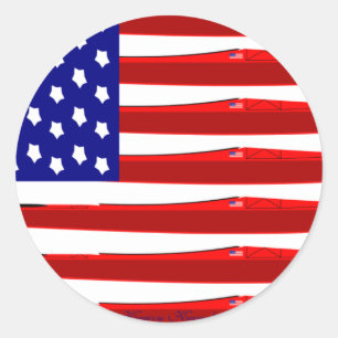 Sticker Rond Drapeau américain Kayak