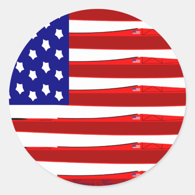 Sticker Rond Drapeau américain Kayak (Devant)