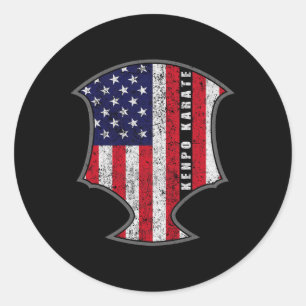 Sticker Rond Drapeau américain Kenpo Karate Fighter Roman patri