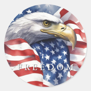 Sticker Rond Drapeau américain Liberté Aigle Motivationnel Insp
