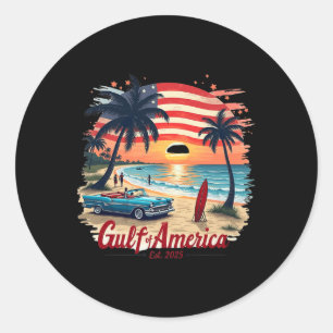 Sticker Rond Drapeau Américain M Du Golfe De L'Amérique Est 202