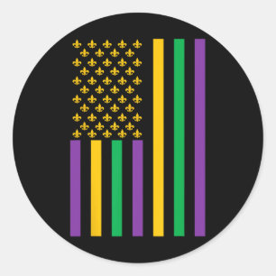 Sticker Rond Drapeau américain Mardi Gras Mardi Gras Crawfish O