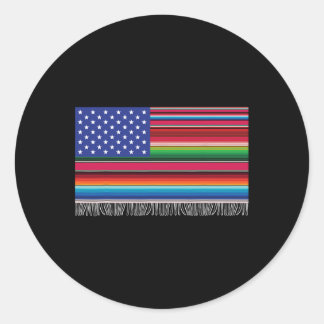 Sticker Rond Drapeau Américain Mexicain Serape Cinco De Mayo Po