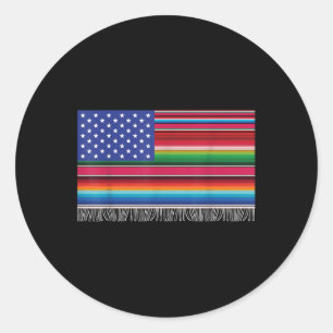 Sticker Rond Drapeau Américain Mexicain Serape Cinco De Mayo Po